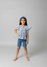Load image into Gallery viewer, Blue Gardenia top with headband
