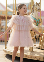 Load image into Gallery viewer, Pink Sparkle Dress with Cape
