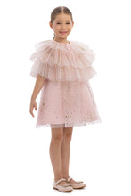 Load image into Gallery viewer, Pink Sparkle Dress with Cape
