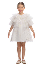 Load image into Gallery viewer, White Sparkle Dress with Cape
