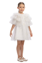 Load image into Gallery viewer, White Sparkle Dress with Cape
