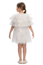 Load image into Gallery viewer, White Sparkle Dress with Cape
