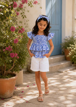 Load image into Gallery viewer, Blue Gardenia top with headband
