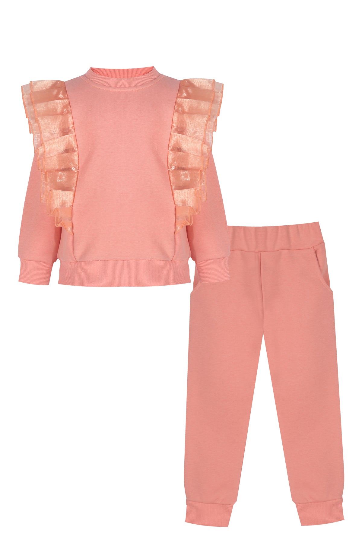 Salmon Ruffled TrackSuit