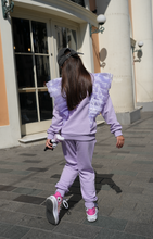 Load image into Gallery viewer, Purple Ruffled TrackSuit
