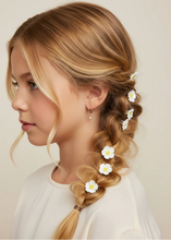 Load image into Gallery viewer, White Daisy hair earrings
