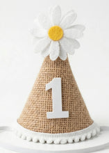 Load image into Gallery viewer, Birthday Daisy Themed Wicker Cone Crown
