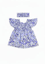Load image into Gallery viewer, Blue Gardenia top with headband
