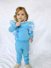 Load image into Gallery viewer, Blue Ruffled TrackSuit
