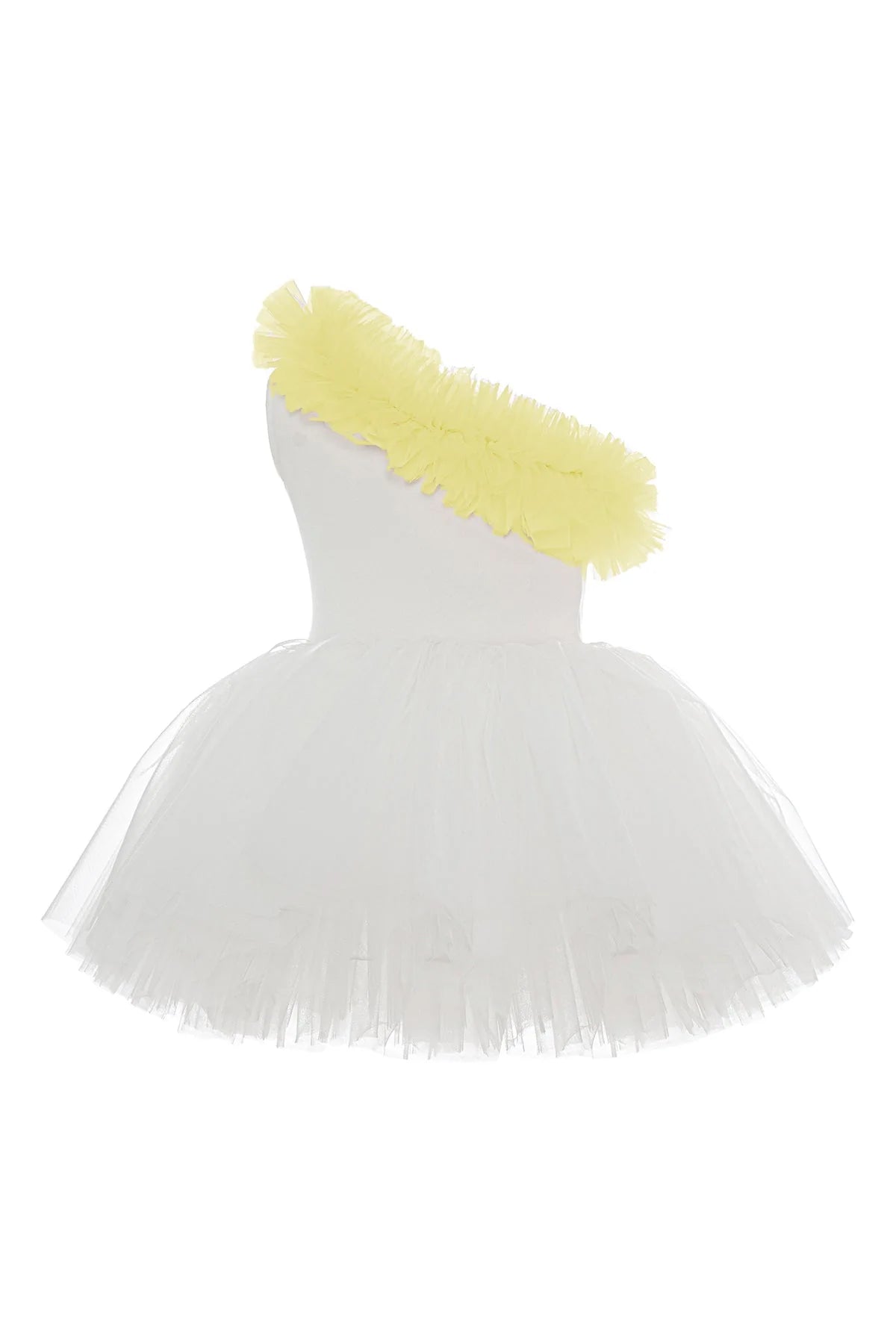 One shoulder with Yellow ruffles