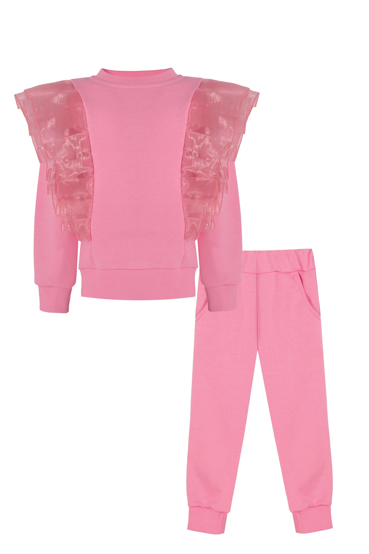 Pink Ruffled TrackSuit